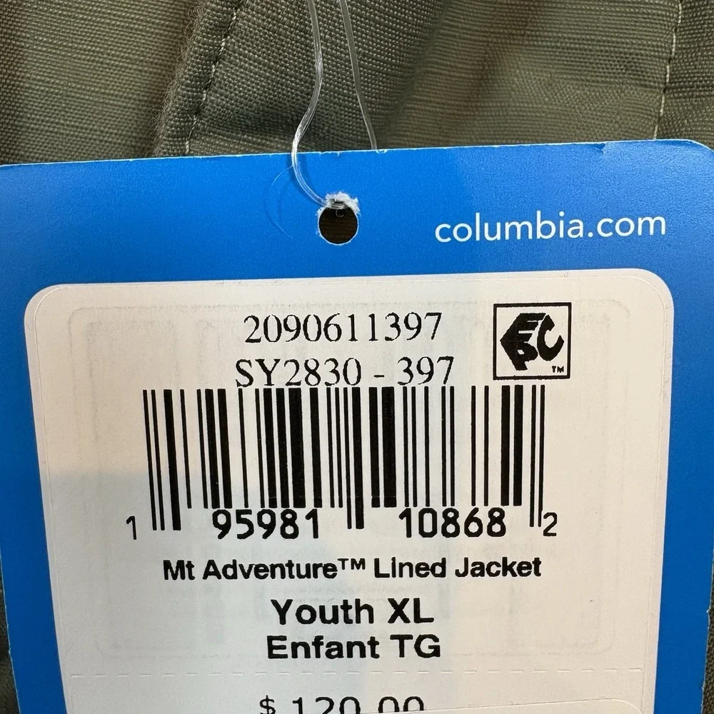 Columbia Kids Mt Adventure Flannel Lined Black Jacket Size XL Winter Coat New